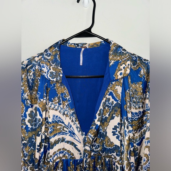 Free People Say You Love Me Blue Multi Mini Dress Sz Small NEW - Picture 3 of 7